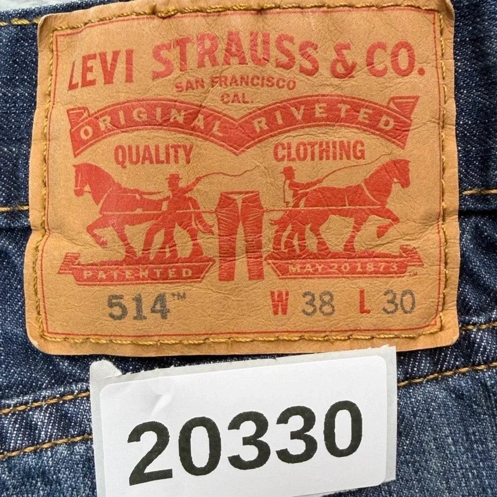 Levis 514 Jeans Mens 38x30‎ Blue Straight Fit Dark Wash Workwear 100% Cotton